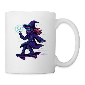 Neon witch sur le skateboard - Mug blanc - blanc - Droite