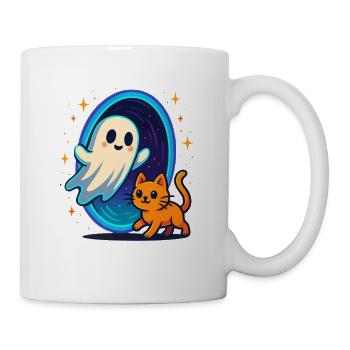 Ghost cat through star portal - Mug - white - Right