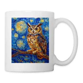 hibou oiseau style van gogh nuit étoilée - Mug blanc - blanc - Droite