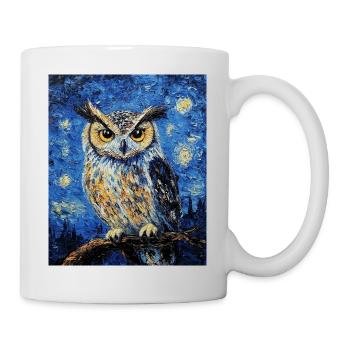 hibou oiseau style van gogh nuit étoilée - Mug blanc - blanc - Droite