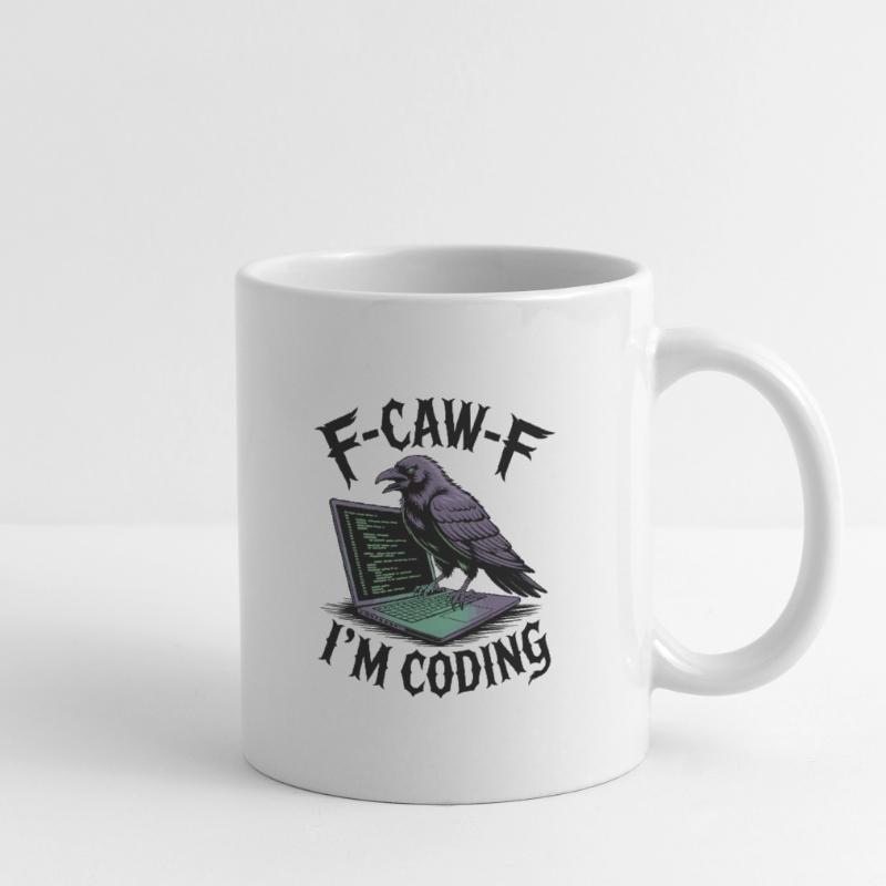 RabenCoder: Code Raven am Laptop Tasse