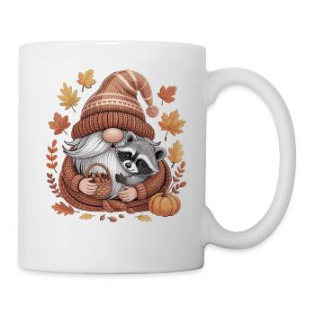 Herbst Wichtel Shirt mit Waschbär und Eicheln - Tasse - Weiß - Rechts