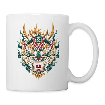 Feuriger Drache Maske | Mythisches Flammentier - Tasse - Weiß - Rechts