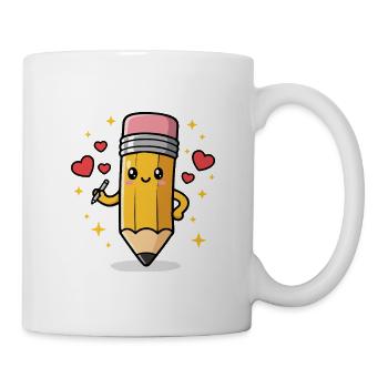 Dessin animé drôle d’école enseignant élève - Mug blanc - blanc - Droite