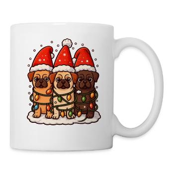 Christmas Pug Dogs with Santa Hat Pugs - Mug - white - Right
