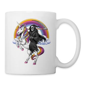Sensenmann reitet Einhorn - Tasse - Weiß - Rechts
