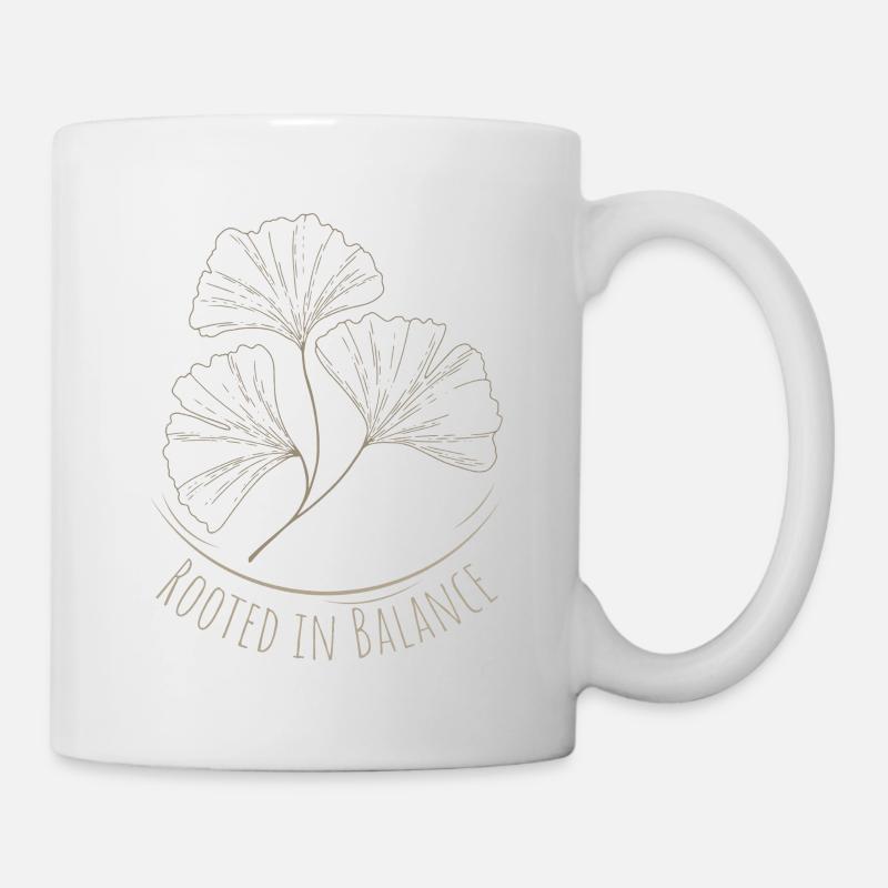 Enraciné dans l’équilibre - Le design Ginkgo pour la force intérieure - Mug blanc - blanc