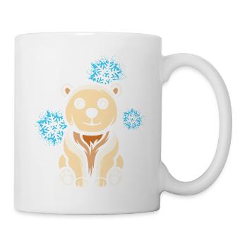 Cartoon Polar Bear with Snowflakes - Mug - white - Right
