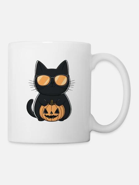 Katze Halloween Kater - Tasse - Weiß