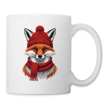 Winterrotfuchs mit Mütze und Schal - Tasse - Weiß - Rechts