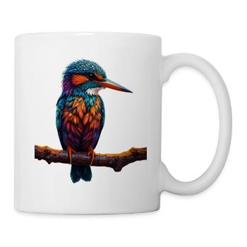 Colorful kingfisher on branch - Mug - white - Right
