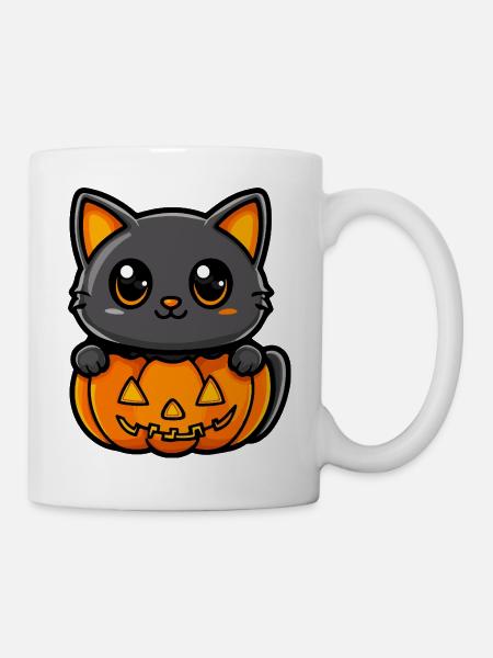 Katze Halloween Kater Comic - Tasse - Weiß