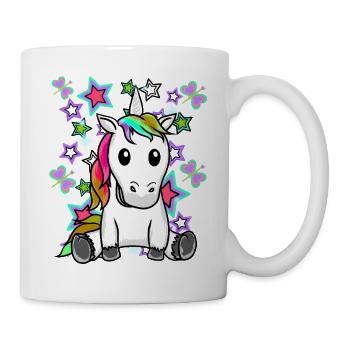 Retro Einhorn Kinder Sterne 60er Pferd - Tasse - Weiß - Rechts