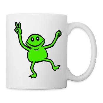 grenouille paix signe de la main symbole victoire mains mignon - Mug blanc - blanc - Droite