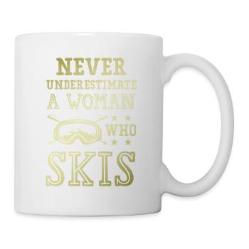 don't underestimate a ski woman - Mug - white - Right