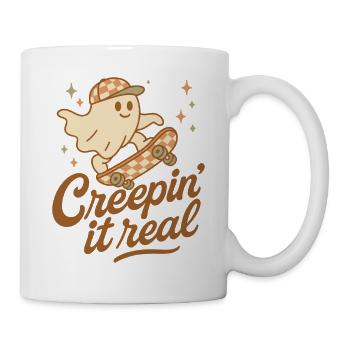 Creepin It Real Funny Halloween Ghost Skateboard - Mug - white - Right