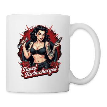 Tuned for Trouble - Retro Auto Girl Design - Mug blanc - blanc - Droite