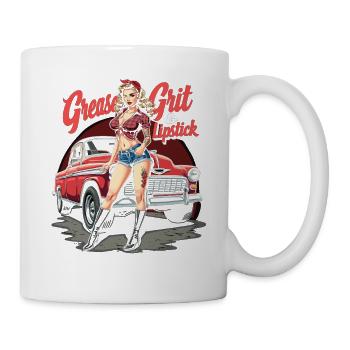 Tuned for Trouble - Retro Auto Girl Design - Mug blanc - blanc - Droite