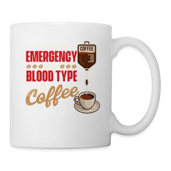 Citation amusante de café de groupe sanguin d’urgence - Mug blanc - blanc - Droite