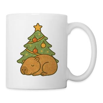 ✨ Schlafendes Capybara unterm Weihnachtsbaum 🎄 - Tasse - Weiß - Rechts