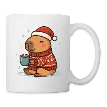 ✨ Capybara douillet avec cacao et chapeau de Père Noël - Mug blanc - blanc - Droite