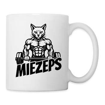 Miezeps - Muskelkater - Katze - Spruch - Tasse - Weiß - Rechts