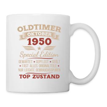 Cadeau 75ème anniversaire Voiture Ancienne Octobre 1950 - Mug blanc - blanc - Droite