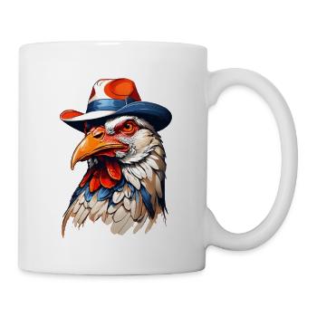 Bunter Hahn Mit Hut Kunst - Tasse - Weiß - Rechts