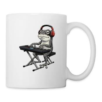 Grenouille avec clavier et casque - Mug blanc - blanc - Droite