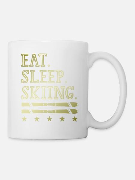 eat sleep skiing - Tasse - Weiß