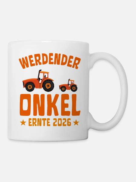 Werdender ONKEL Ernte 2026 Traktor - Tasse - Weiß