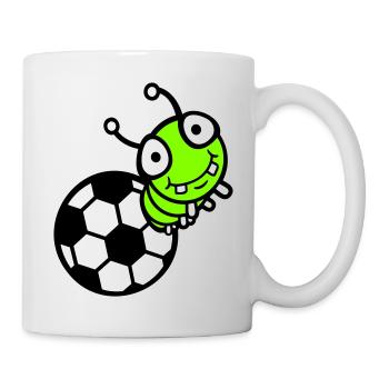 Caterpillar Football Hole Ball Comic Funny Cute Sports Cute - Mug - white - Right