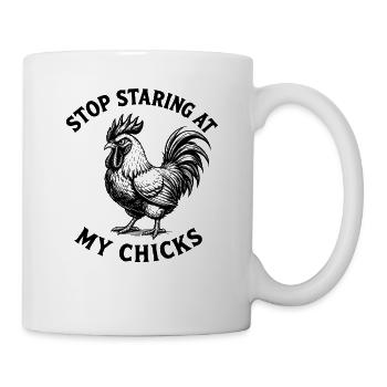 Drôle de coq arrête de regarder mes poussins Vintage - Mug blanc - blanc - Droite