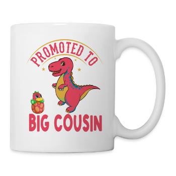 Befördert zum großen Cousin-T-Rex-Dinosaurier - Tasse - Weiß - Rechts
