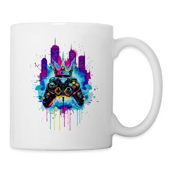 Gaming King Manette Cyberpunk Neon avec Couronne - Mug blanc - blanc - Droite
