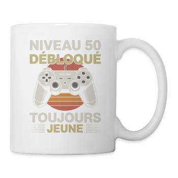 Niveau 50 débloqué toujours jeune Cadeau gamer - Mug blanc - blanc - Droite