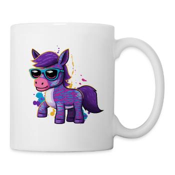 Reiterin Pony Farbenfrohes Pferd - Tasse - Weiß - Rechts