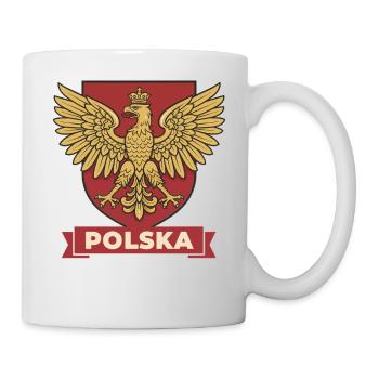 Polska Golden Eagle Wappen auf rotem Schild - Tasse - Weiß - Rechts