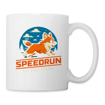 Speedrun zum Park | Hundehumor Corgi - Tasse - Weiß - Rechts