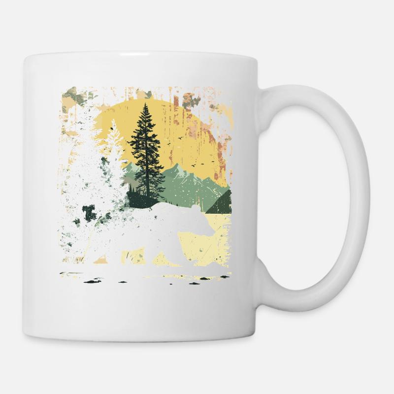 Retro Outdoor Wilderness Bärenbäume - Tasse - Weiß