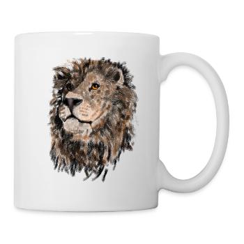 Lion portrait in painting technique - Mug - white - Right