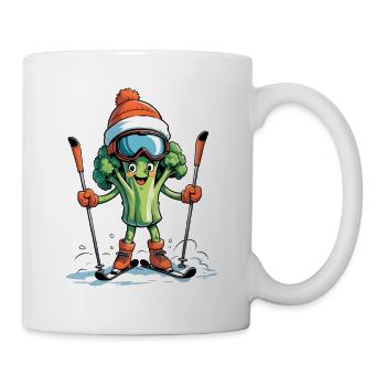 Brokkoli Skifahrer mit Helm - Tasse - Weiß - Rechts