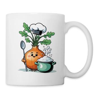 oignon cuisinier dessin animé cuisine ami - Mug blanc - blanc - Droite