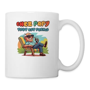 Chez Papy tout est permis - Mug blanc - blanc - Droite
