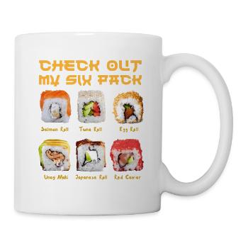 Lustiges Sushi Asiatischer Humor Schauen Sie sich mein Sixpack an - Tasse - Weiß - Rechts