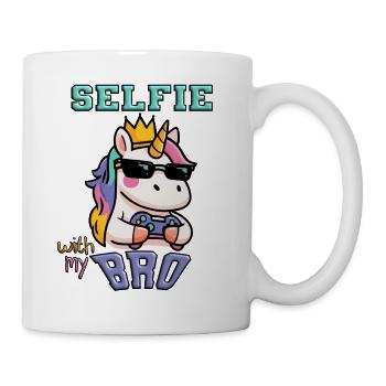 Einhorn - selfie with my bro controller - Tasse - Weiß - Rechts