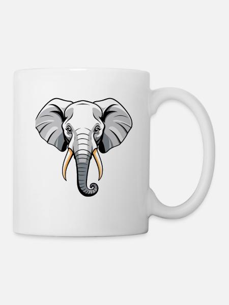 Elefantenkopf Cartoon Stil - Tasse - Weiß
