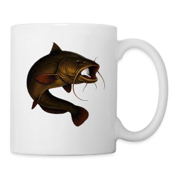 Poisson-chat plus vrai que nature pour les pêcheurs - Mug blanc - blanc - Droite