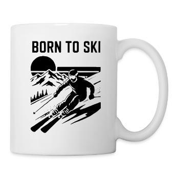 Skifahren Born To Ski Zitat - Tasse - Weiß - Rechts