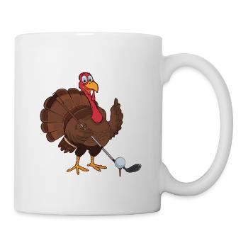 Funny Turkey Playing Golf - Mug - white - Right